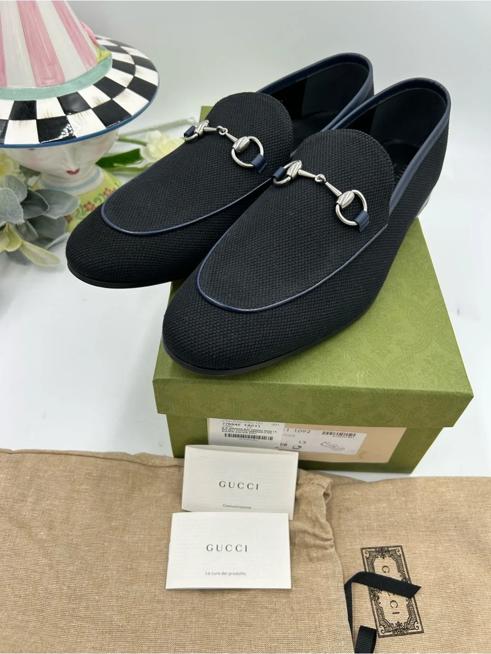 Men's  Gucci, NEW JORDAAN canvas horse bit loafer size 13 made in Italy